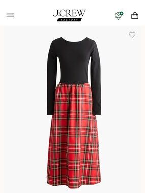 J. Crew Red Tartan Maxi Skirt with Black Bodice